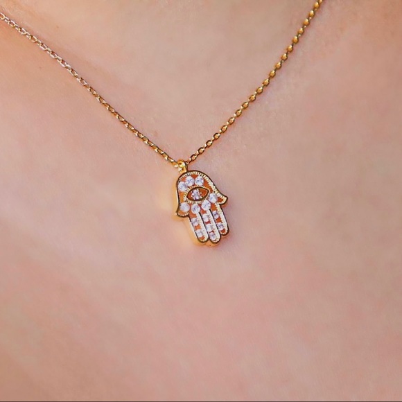 Gold Hamsa Necklace - Picture 2 of 2